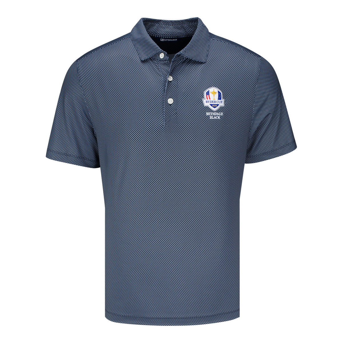 Cutter &amp; Buck 2025 Ryder Cup Symmetry Print Polo in Navy - Front View