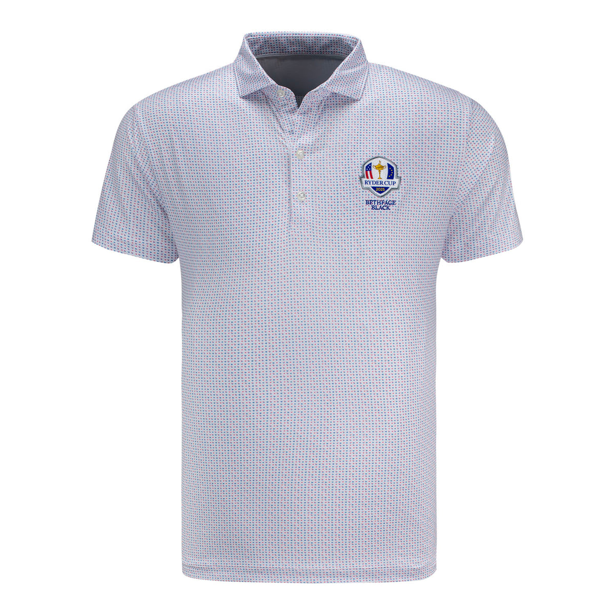Johnnie-O 2025 Ryder Cup Glidey Polo in White and Rouge Red - Front View
