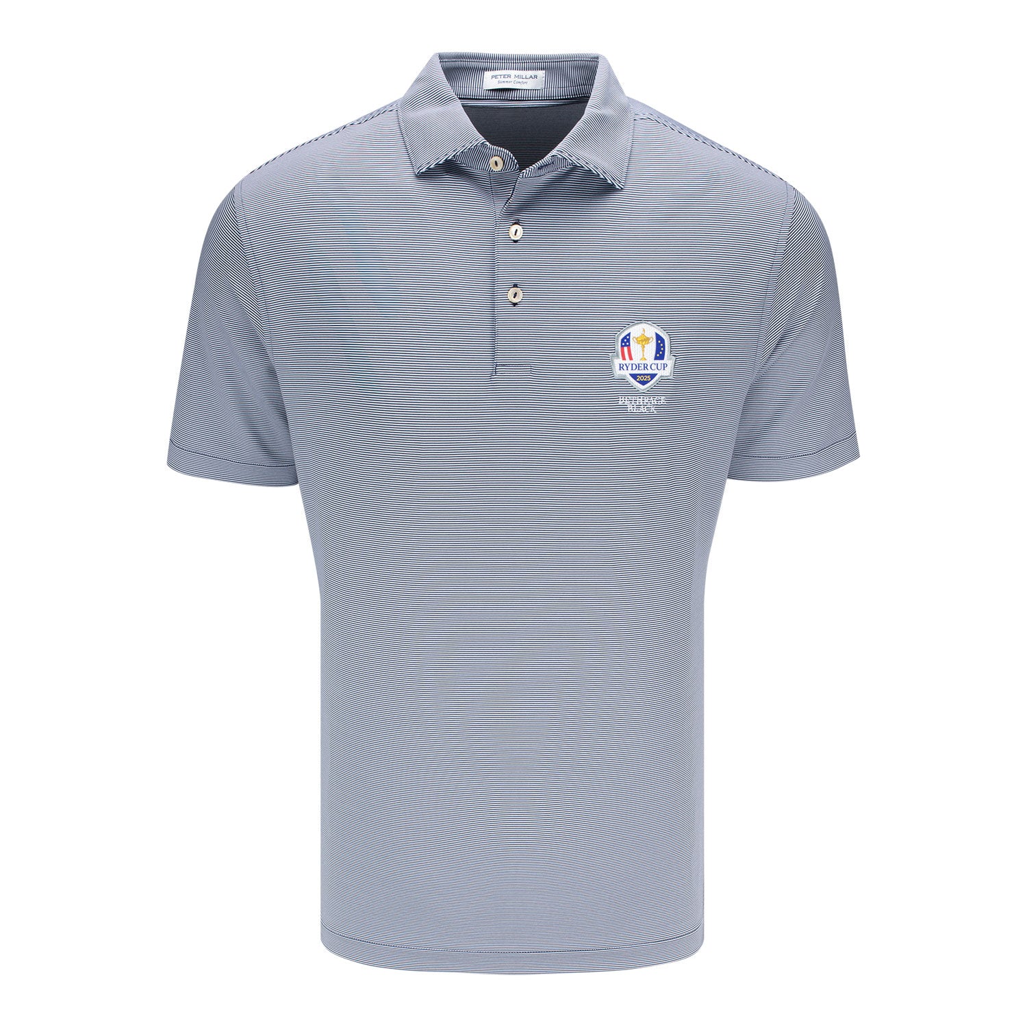 Peter Millar 2025 Ryder Cup Jubilee Stripe Polo in Navy - Front View