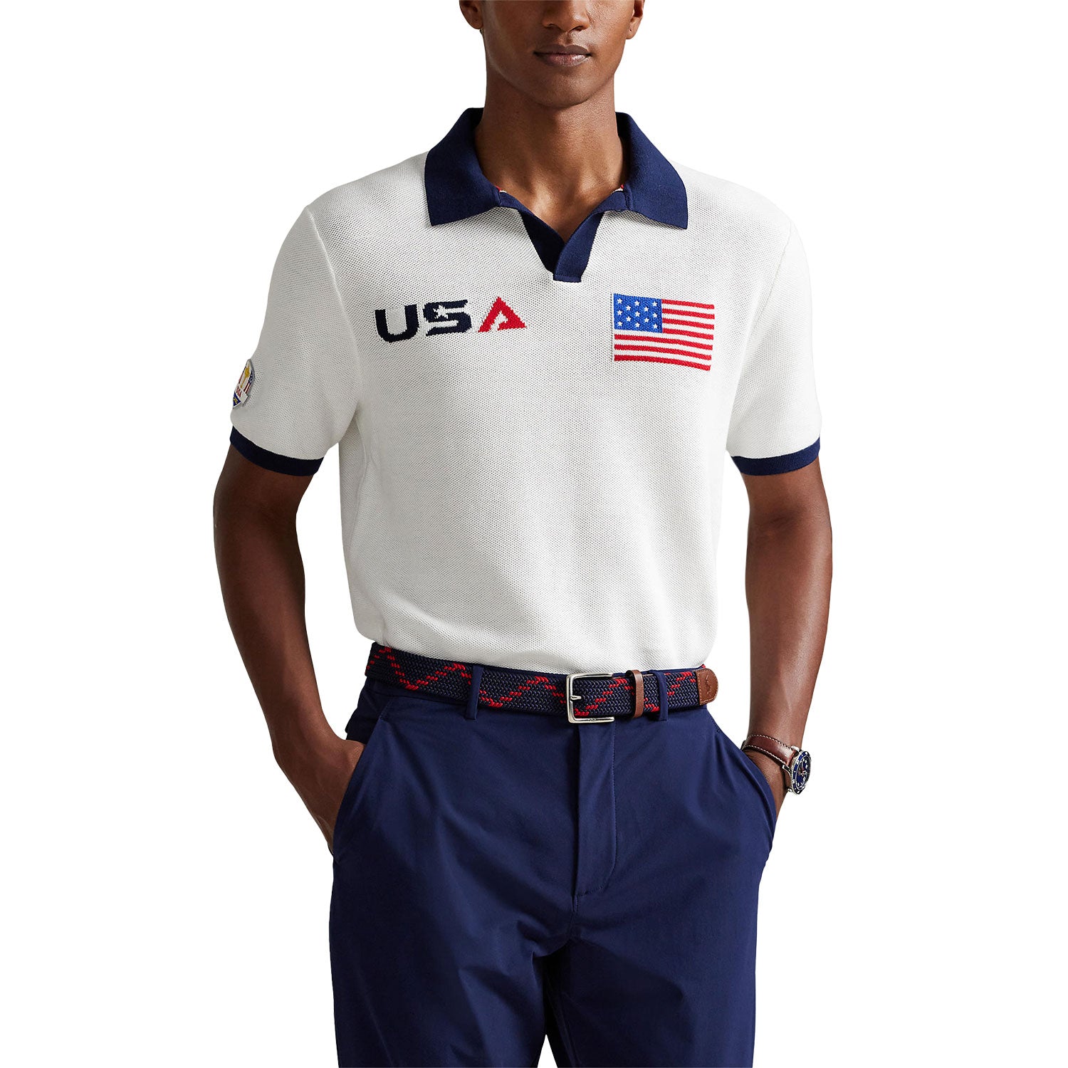 Ralph Lauren 2025 Ryder Cup Performance Pique Polo in Ceramic White - Front View