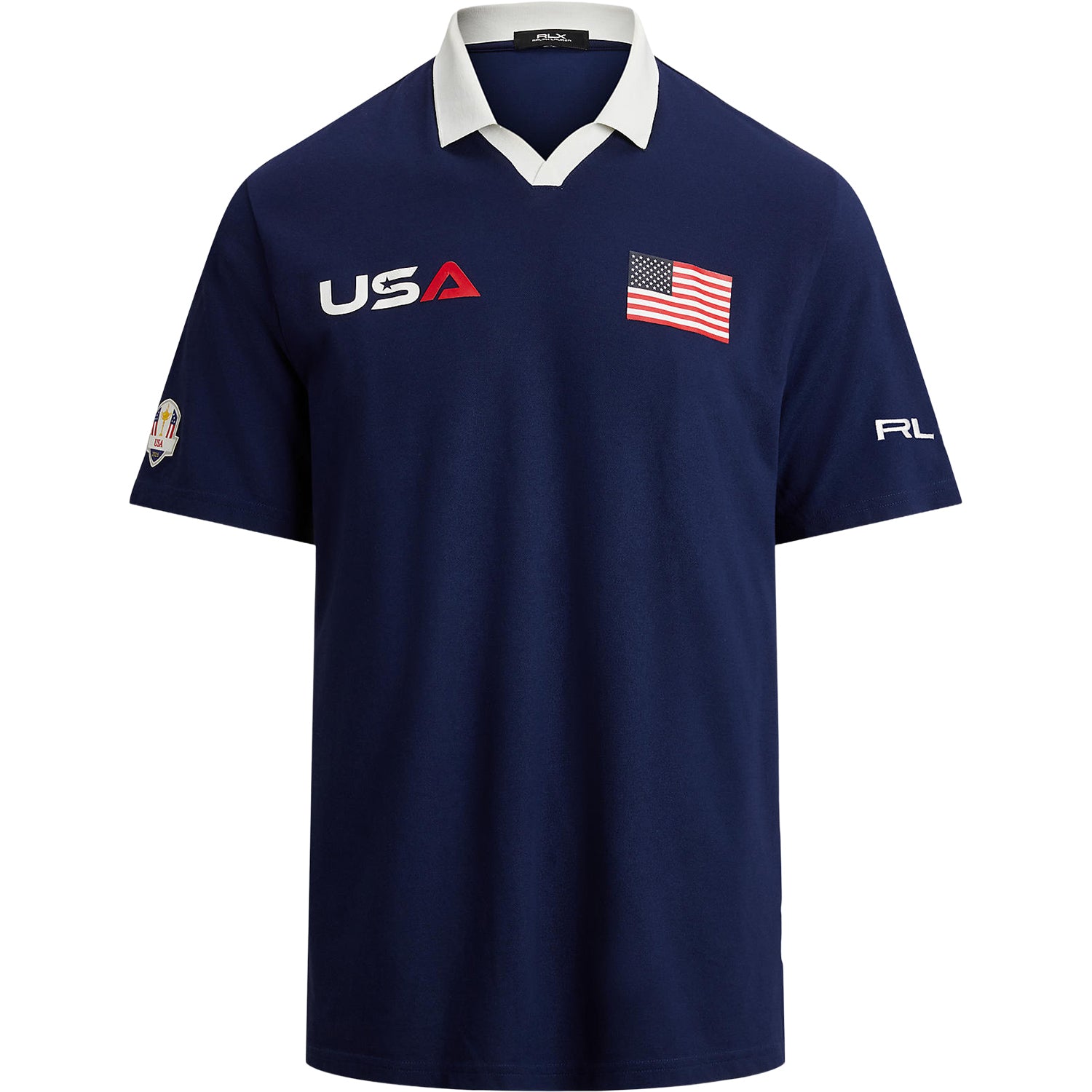 Ralph Lauren 2025 Ryder Cup Performance Pique Polo in Refined Navy - Front View