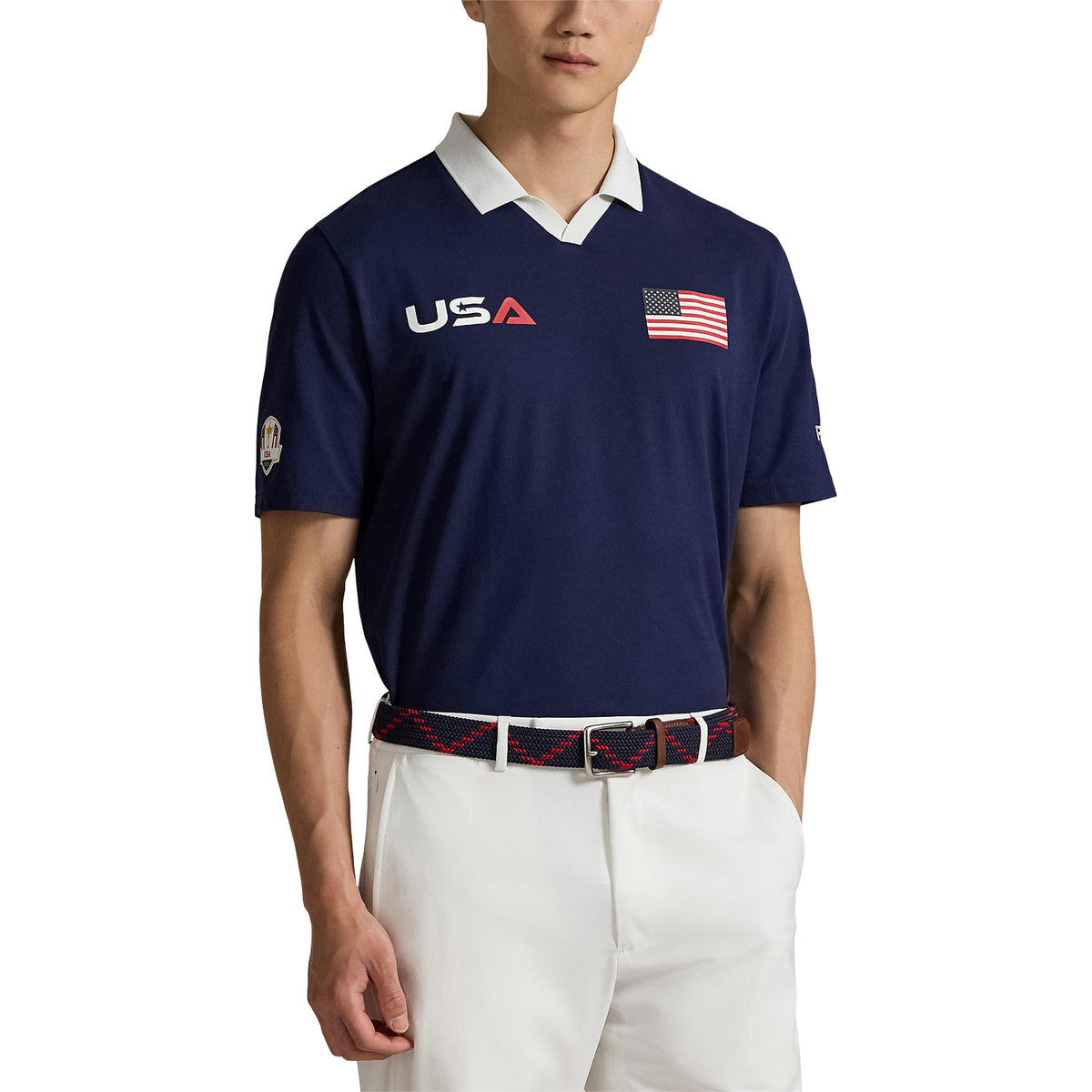 Ralph Lauren 2025 Ryder Cup Performance Pique Polo in Refined Navy - Modeled Front View