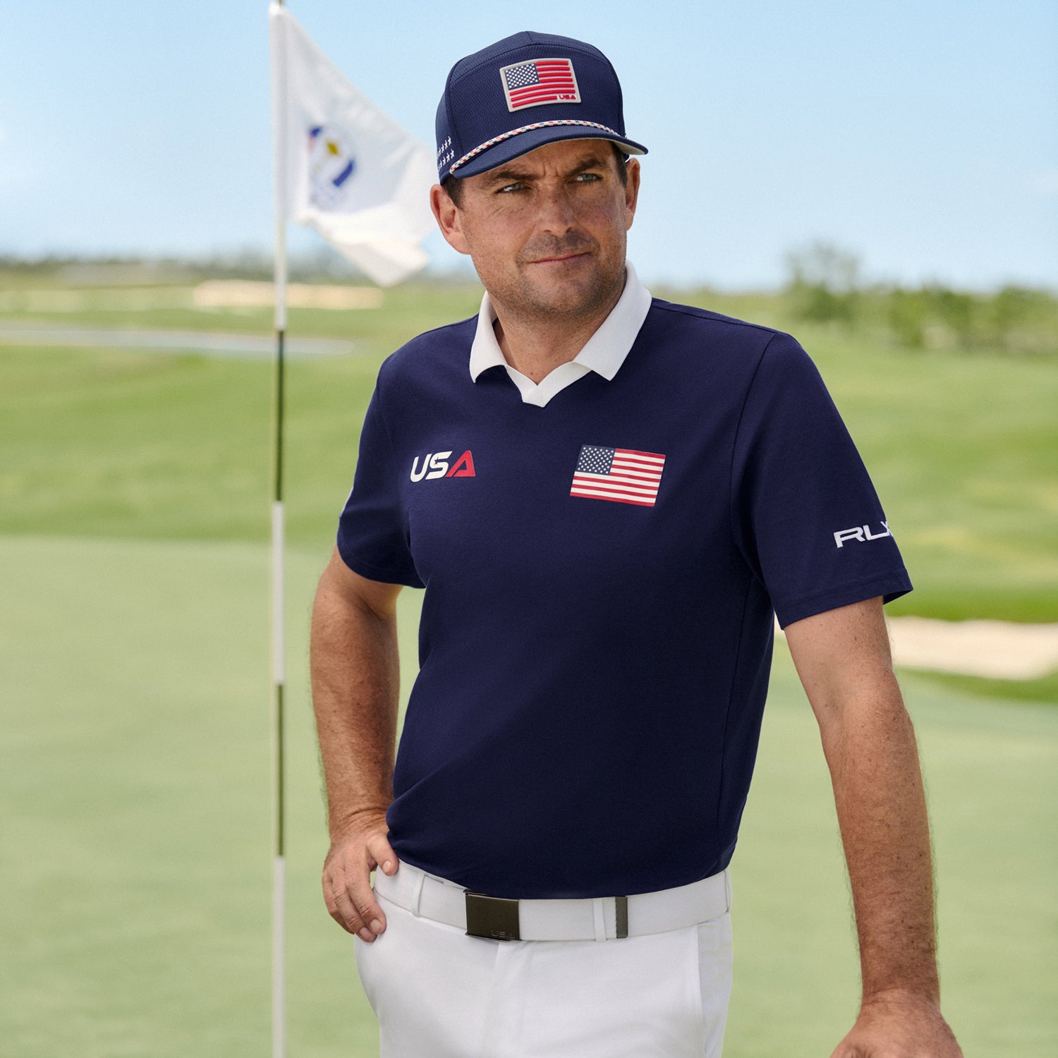 Ralph Lauren 2025 Ryder Cup Performance Pique Polo in Refined Navy - Front View