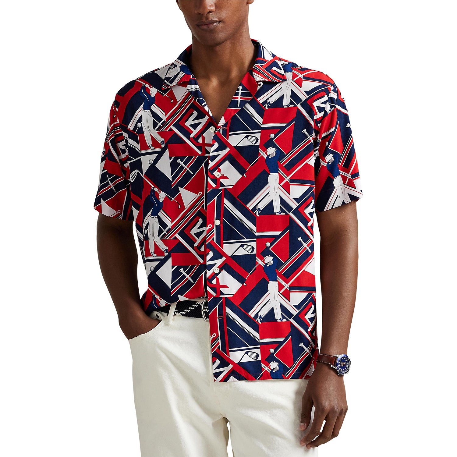 Ralph Lauren 2025 Ryder Cup Golfer-Print Camp Shirt - Front View