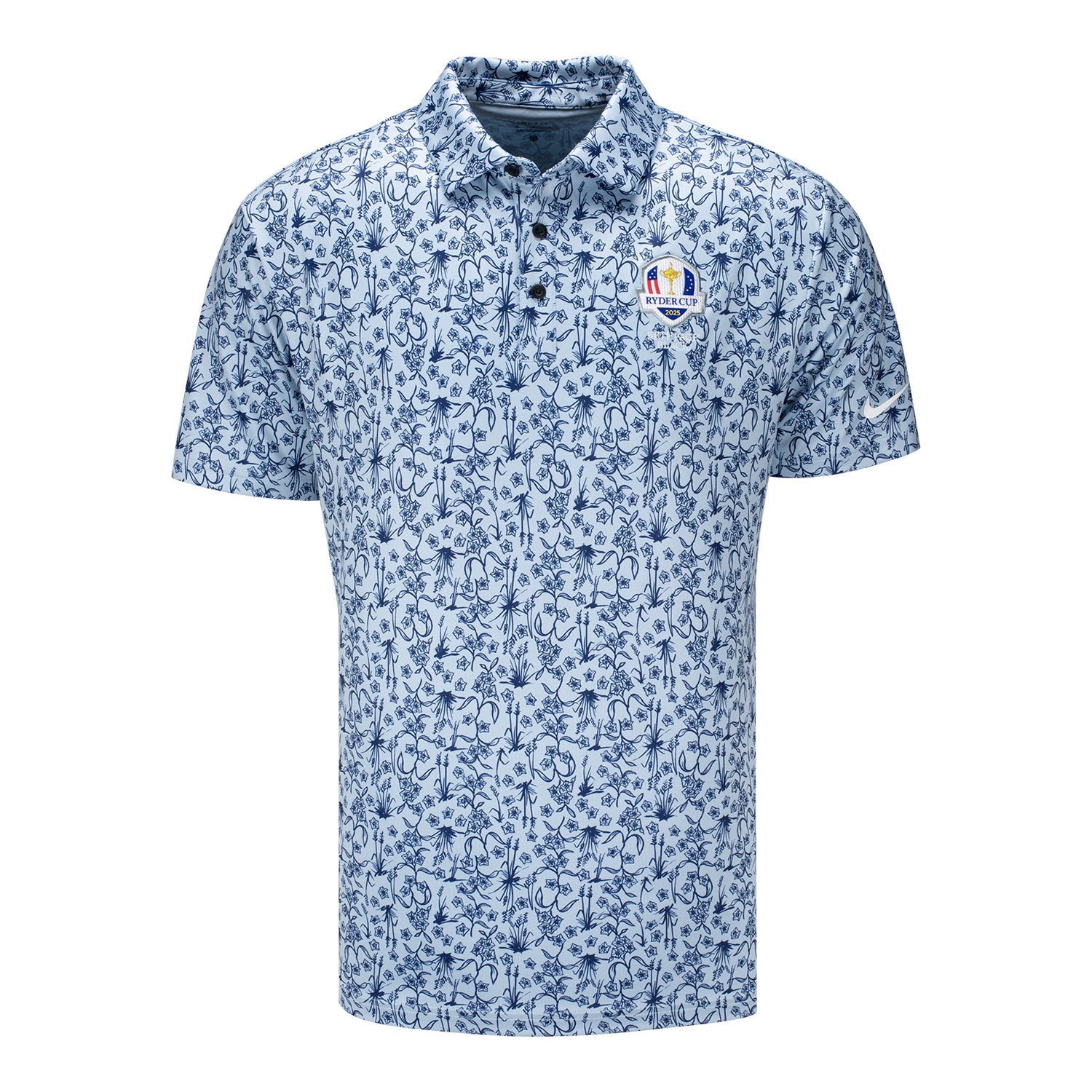 Nike 2025 Ryder Cup Tour All Over Print Polo in Light Armory Blue - Front View