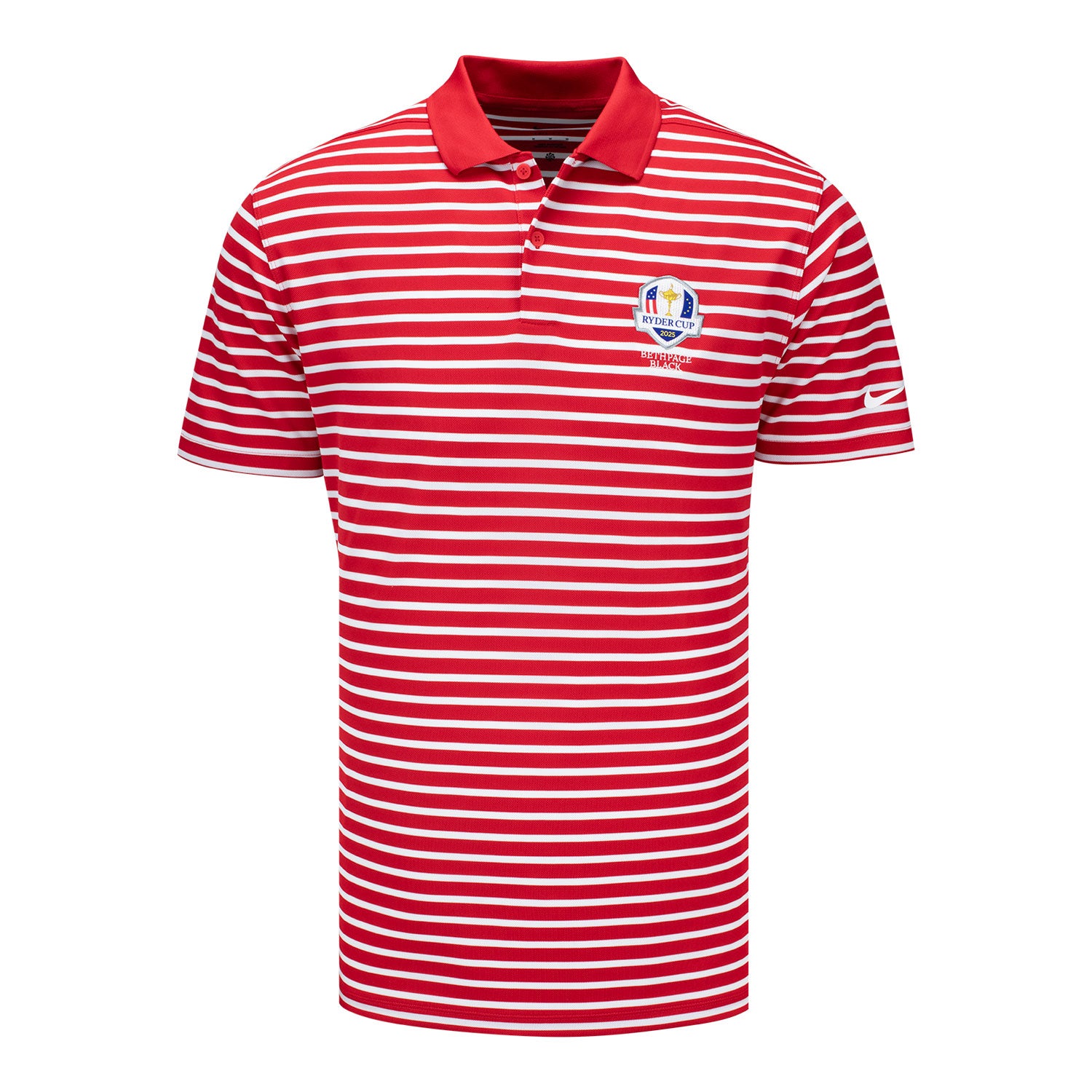 Nike 2025 Ryder Cup Victory Stripe Polo in University Red - Front View