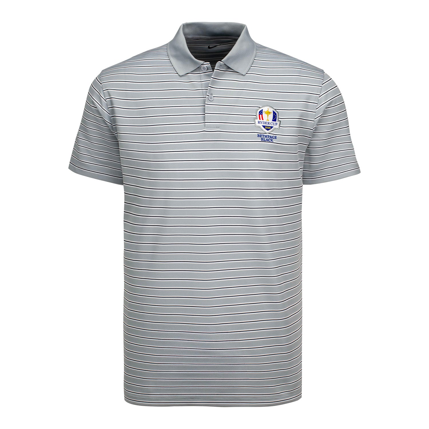 Nike 2025 Ryder Cup Victory Stripe Polo in Wolf Grey - Front View