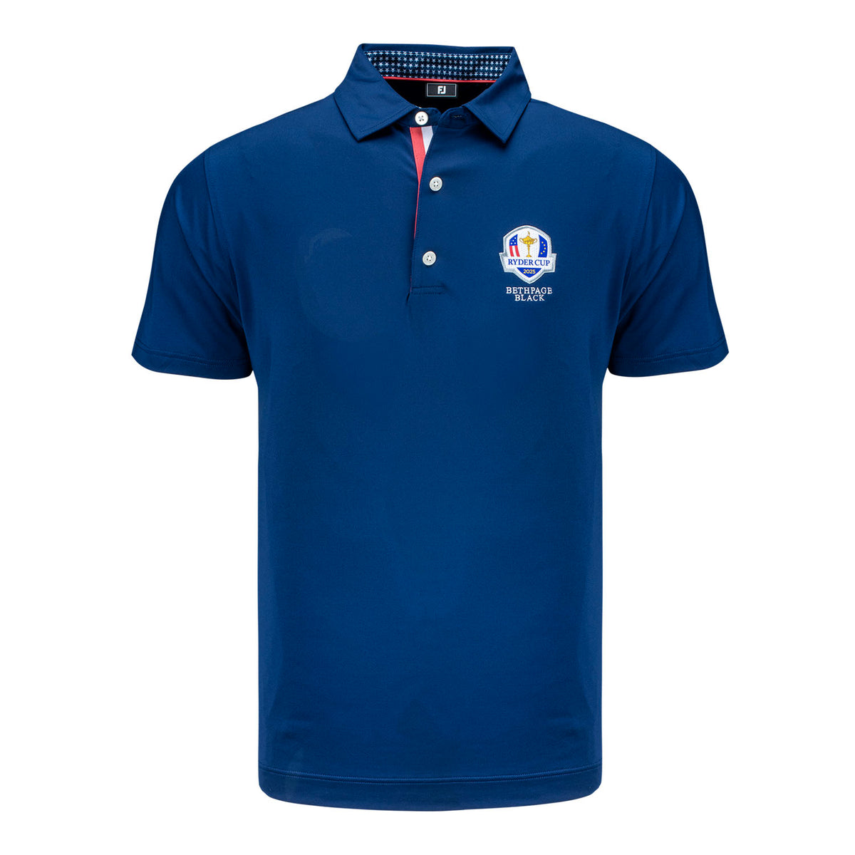 FootJoy 2025 Ryder Cup Stars &amp; Stripes Solid with Star Trim Polo in Navy - Front View