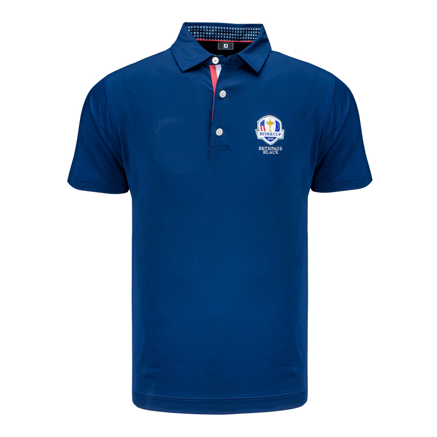 FootJoy 2025 Ryder Cup Stars & Stripes Solid with Star Trim Polo in Navy - Front View