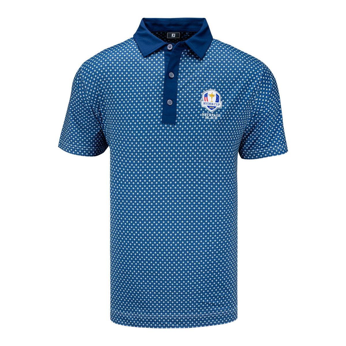 FootJoy 2025 Ryder Cup Stars &amp; Stripes Pattern Polo in Navy - Front View
