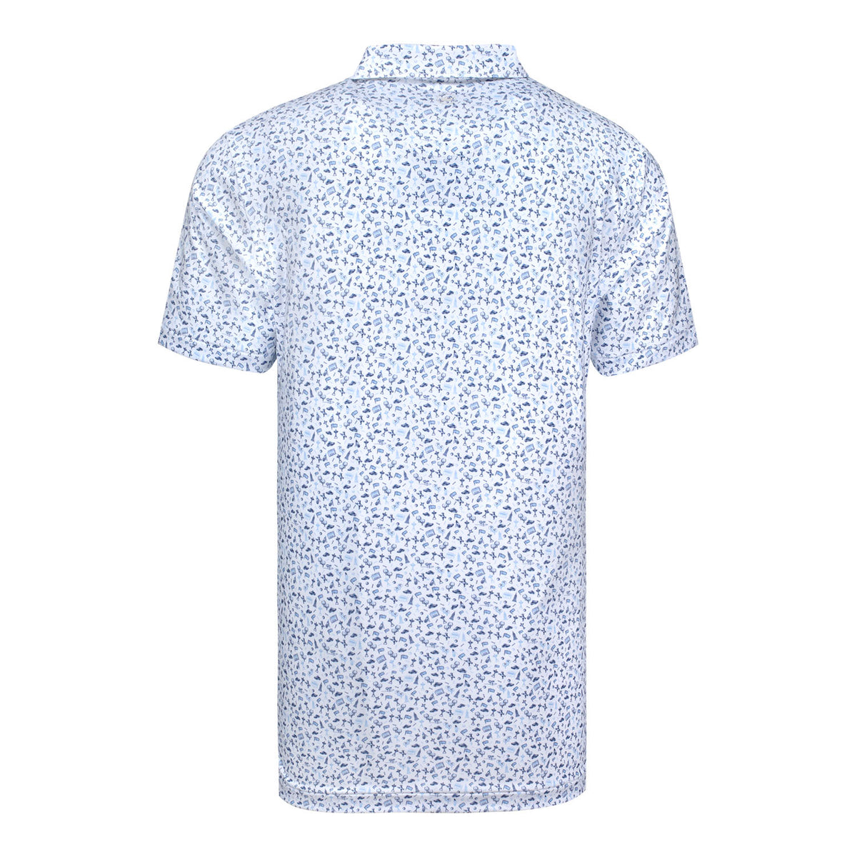 Peter Millar 2025 Ryder Cup New York City Print Polo in White, Cottage Blue, and Navy - Back View