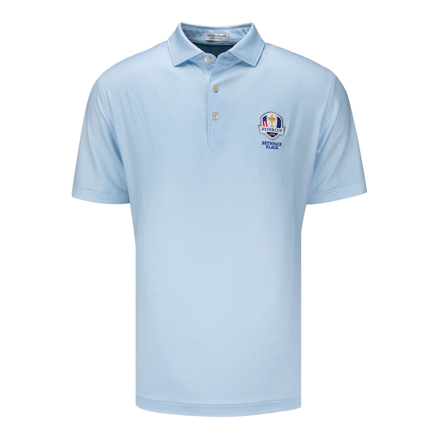 Peter Millar 2025 Ryder Cup Clover Print Polo in Cottage Blue - Front View