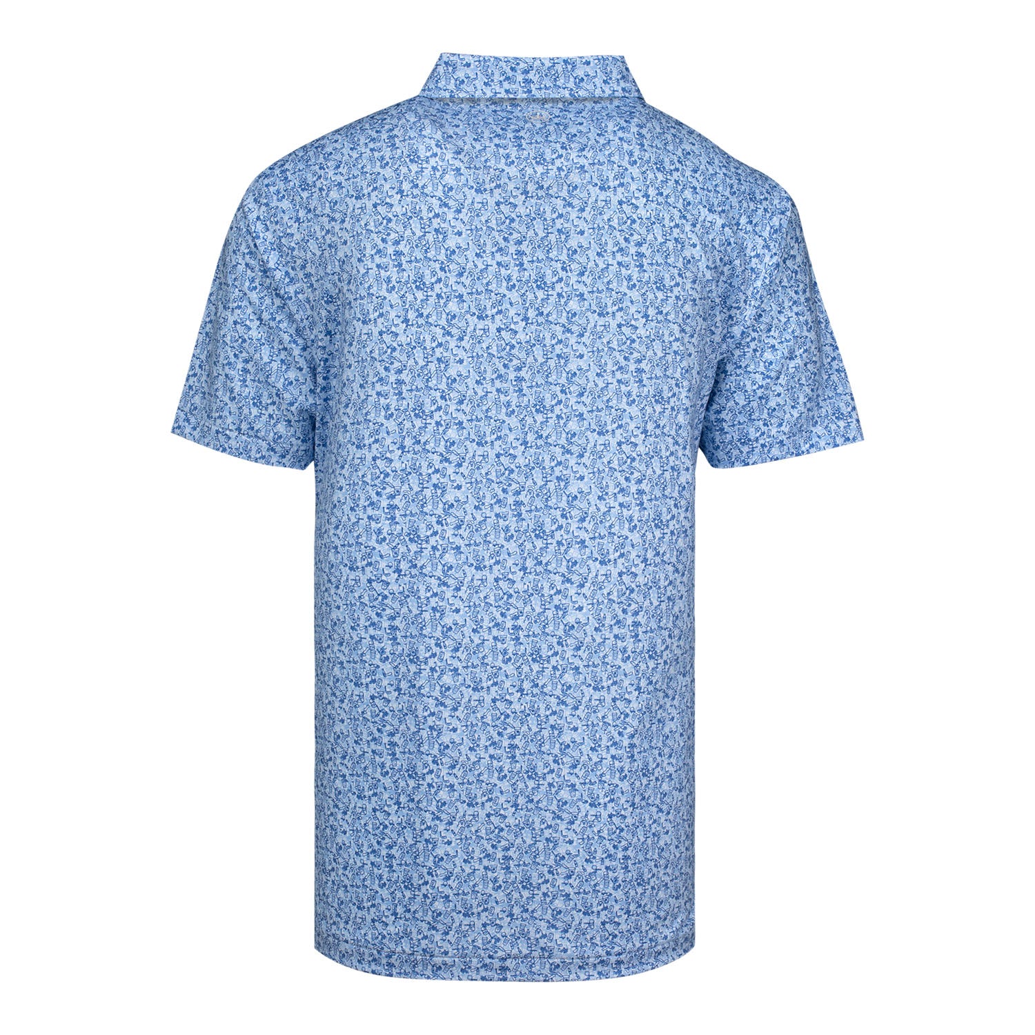 Peter Millar 2025 Ryder Cup Dazed and Transfused Print Polo in White and Cottage Blue - Front View