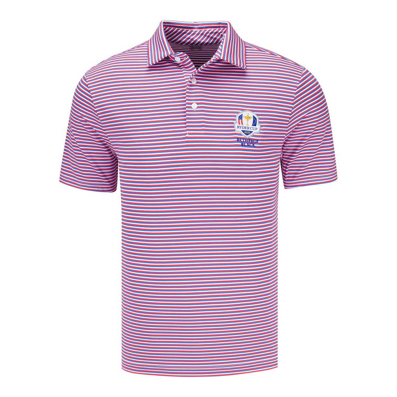 Under Armour 2025 Ryder Cup Drive Groove Stripe Polo in Blue Atlantis - Front View