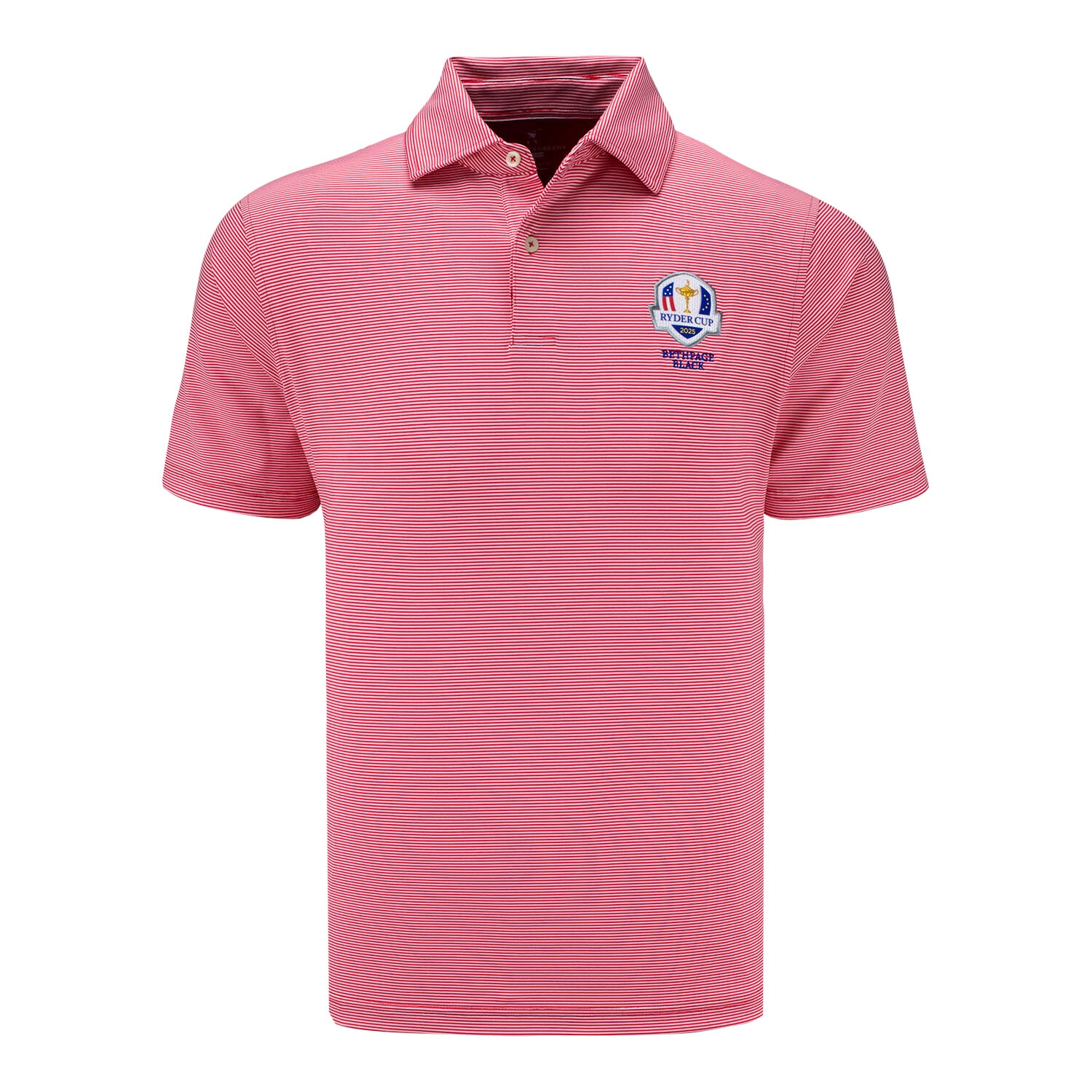 Fairway & Greene 2025 Ryder Cup Mini Stripe Polo in Cardinal - Front View