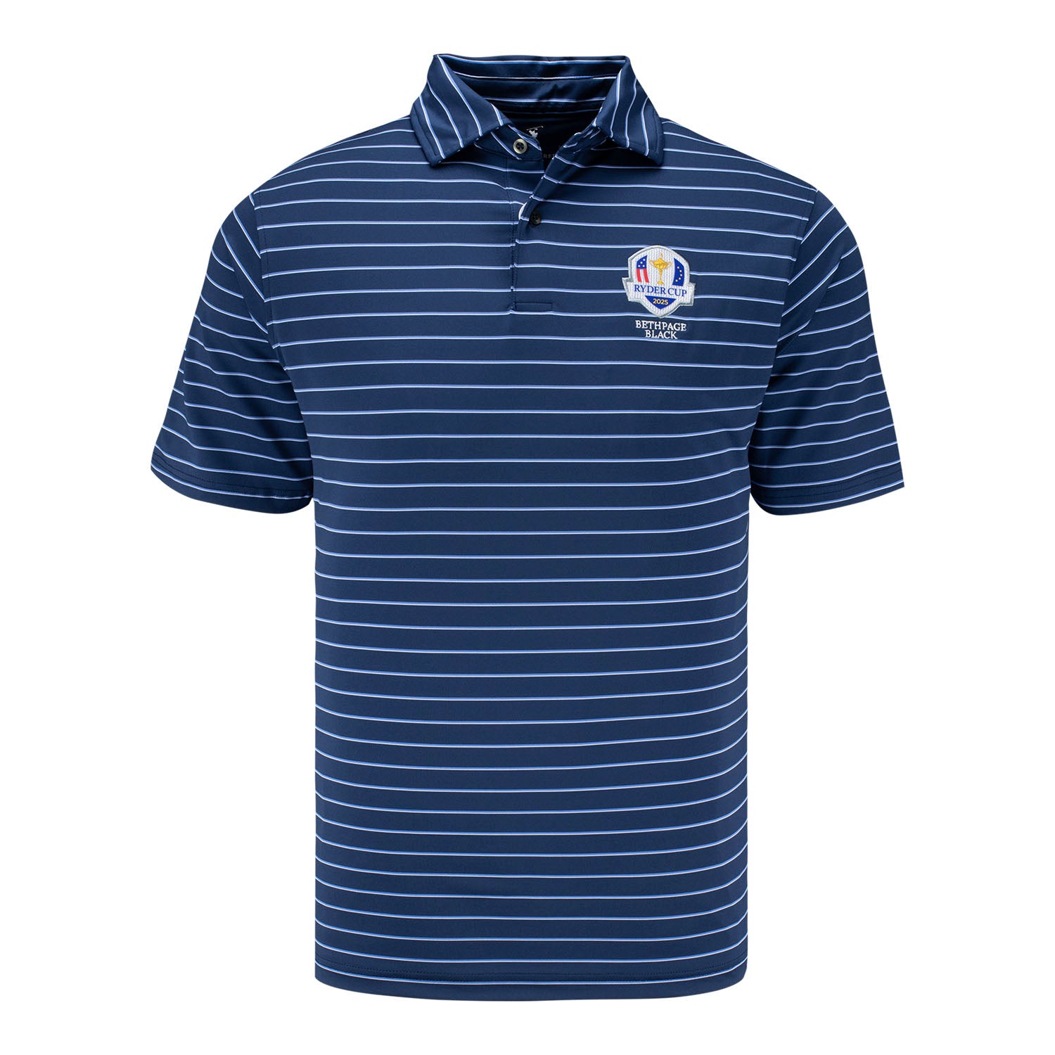 Fairway & Greene 2025 Ryder Cup Faxon Stripe Polo in Marine - Front View