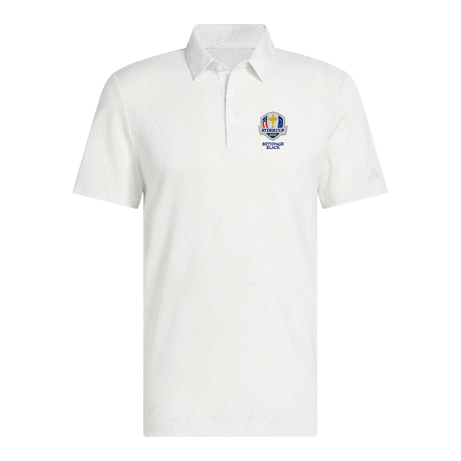 Adidas 2025 Ryder Cup Micro Texture Polo in White - Front View