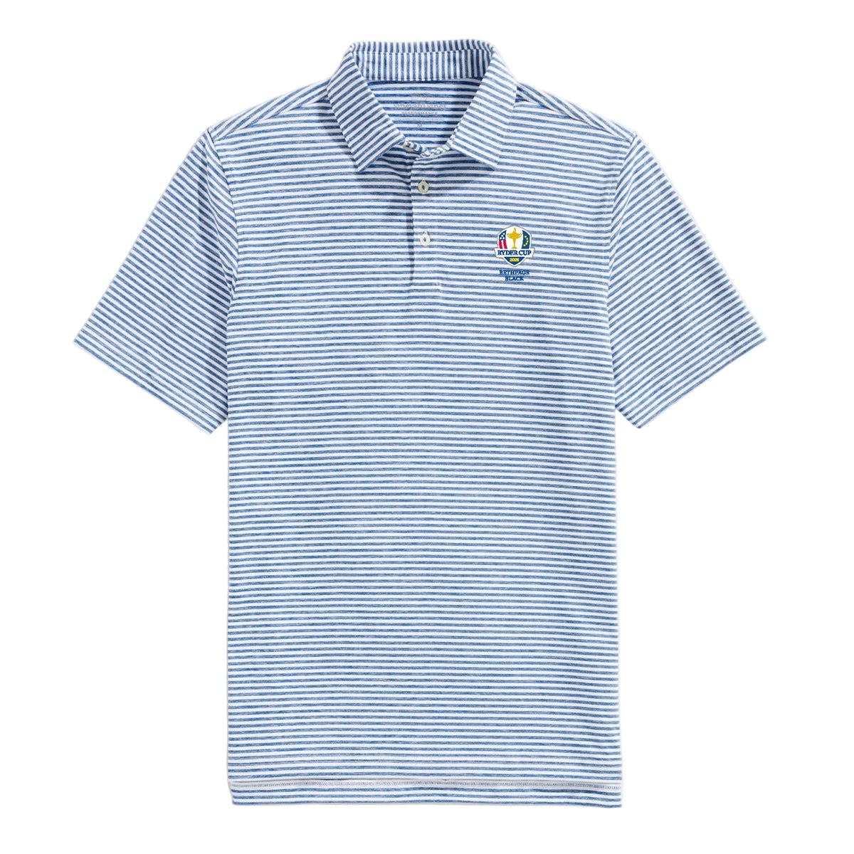 Vineyard Vines 2025 Ryder Cup Sankaty Stripe Polo in White Cap - Front View