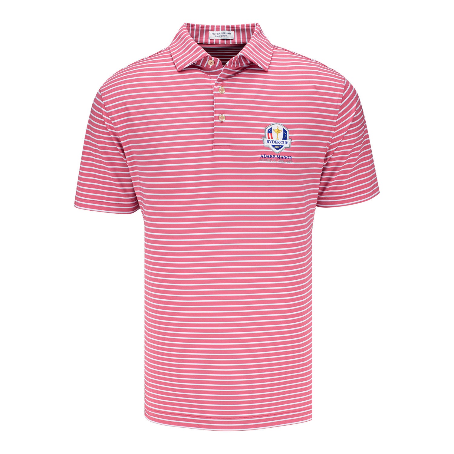 Peter Millar 2027 Ryder Cup Dunnes Performance Jersey Polo in Chili Red - Front View