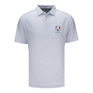 Peter Millar 2029 Ryder Cup Featherweight Cornhole Pattern Polo in White - Front View