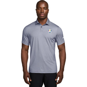 Nike 2029 Ryder Cup Micro Print Velocity Polo in College Navy - Modeled Front View