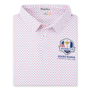 Straight Down 2027 Ryder Cup Old Glory Polo in White - Close Up