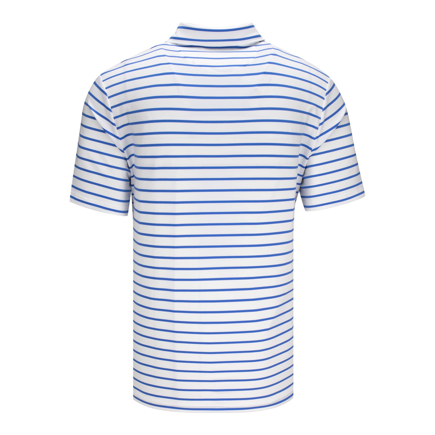 Ralph Lauren 2027 Ryder Cup Wide Stripe Polo in White and Maidstone Blue - Front