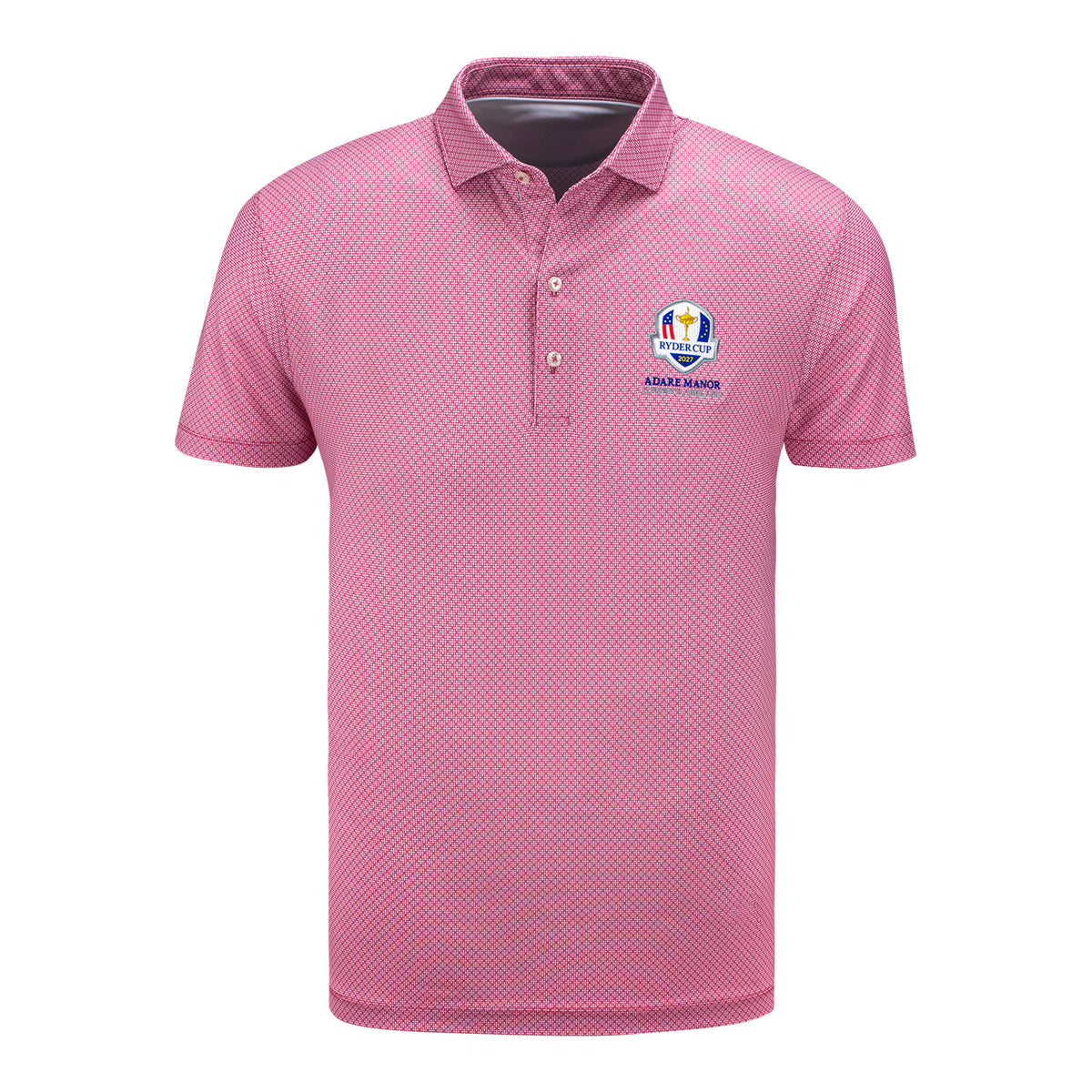 Johnnie-O 2027 Ryder Cup Tile Neat Performance Polo in Racing Red - Front