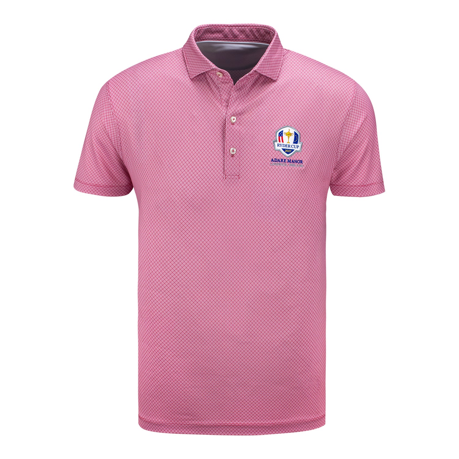 Johnnie-O 2027 Ryder Cup Tile Neat Performance Polo in Racing Red - Front