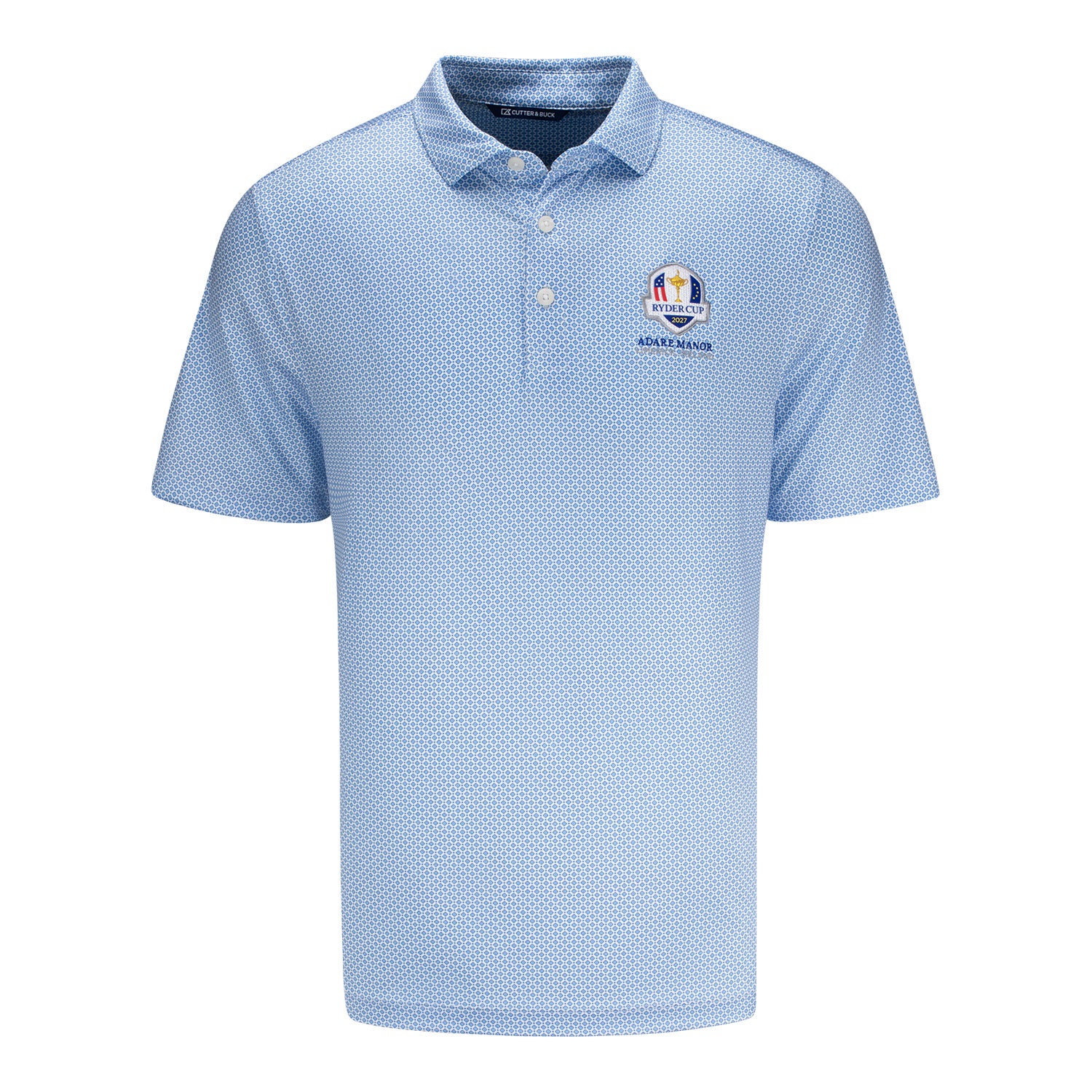 Cutter & Buck 2027 Ryder Cup Diamond Dot Polo in Tour Blue - Front