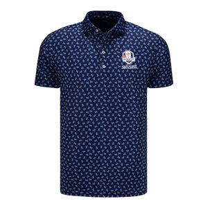 Johnnie-O 2027 Ryder Cup USA Flag Performance Jersey Polo in Navy - Front
