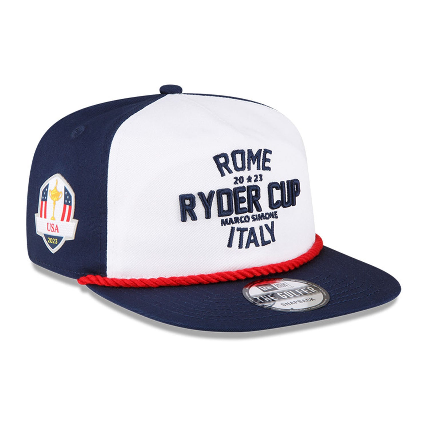 New Era 2023 Ryder Cup Golfer Hat with Woven Patch in Navy- Front View