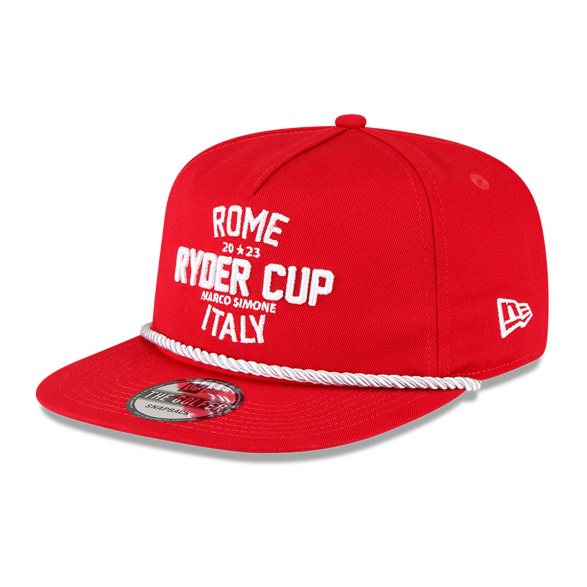 New Era 2023 Ryder Cup Golfer Hat with Woven Patch in Red- Front View