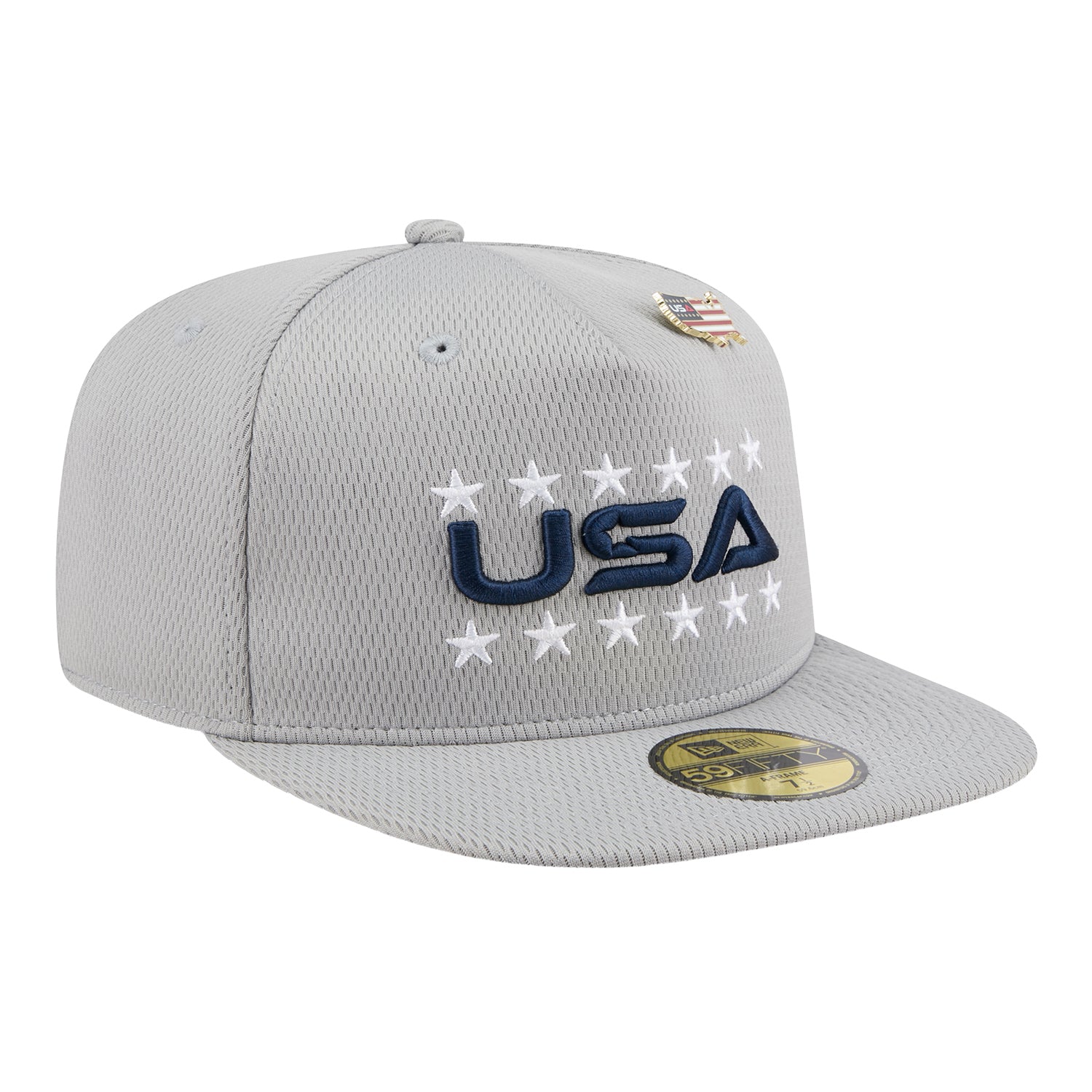 New Era 2025 Ryder Cup Team 59Fifty A-Frame Hat in Light Grey - Angled Front Left View