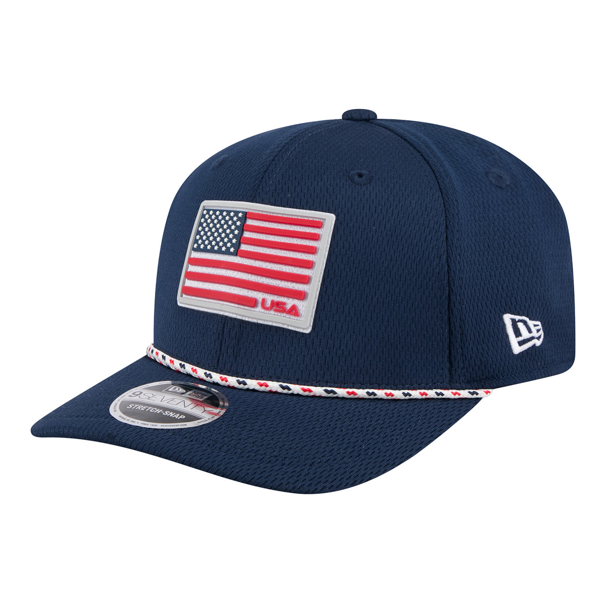 New Era 2025 Ryder Cup Team 9Seventy Stretch Snap in Navy - Angled Front Left View