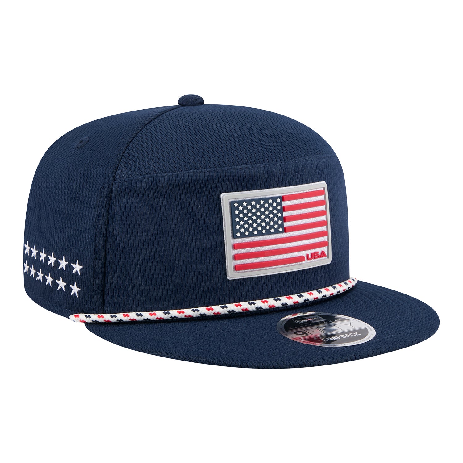 New Era 2025 Ryder Cup Team 9Fifty Split Panel in Navy - Angled Front Left View