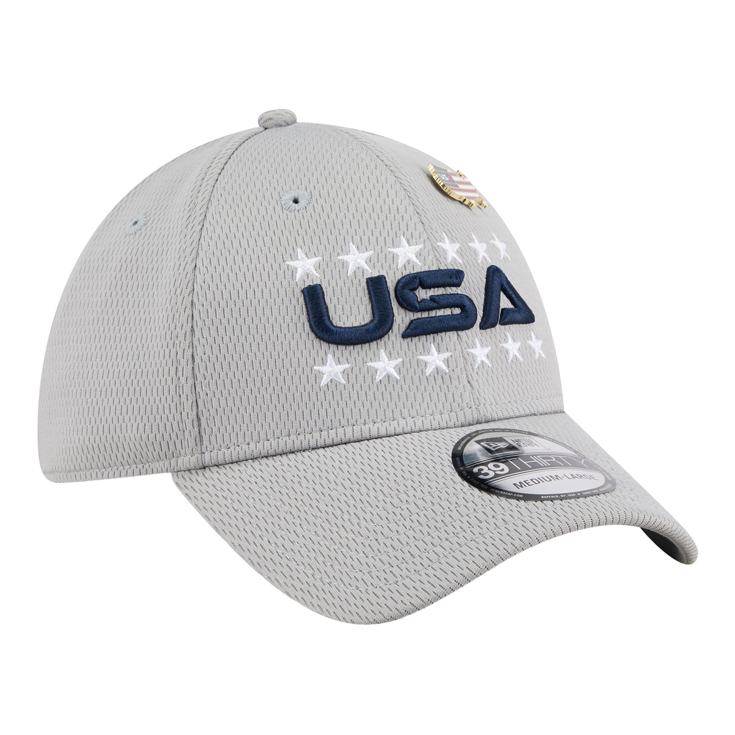 New Era 2025 Ryder Cup Team 39Thirty Hat in Light Grey - Angled Front Left View