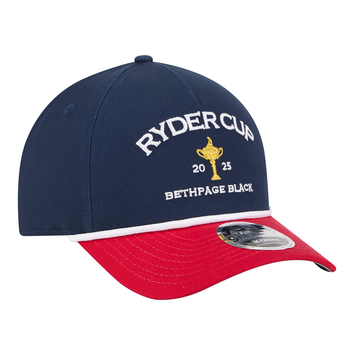 New Era 2025 Ryder Cup 9Forty Mid-Crown A-Frame Two Tone Rope Hat in Navy and Red - Angled Front Right View