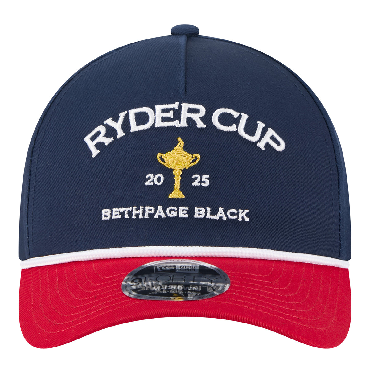 New Era 2025 Ryder Cup 9Forty Mid-Crown A-Frame Two Tone Rope Hat in Navy and Red - Front View