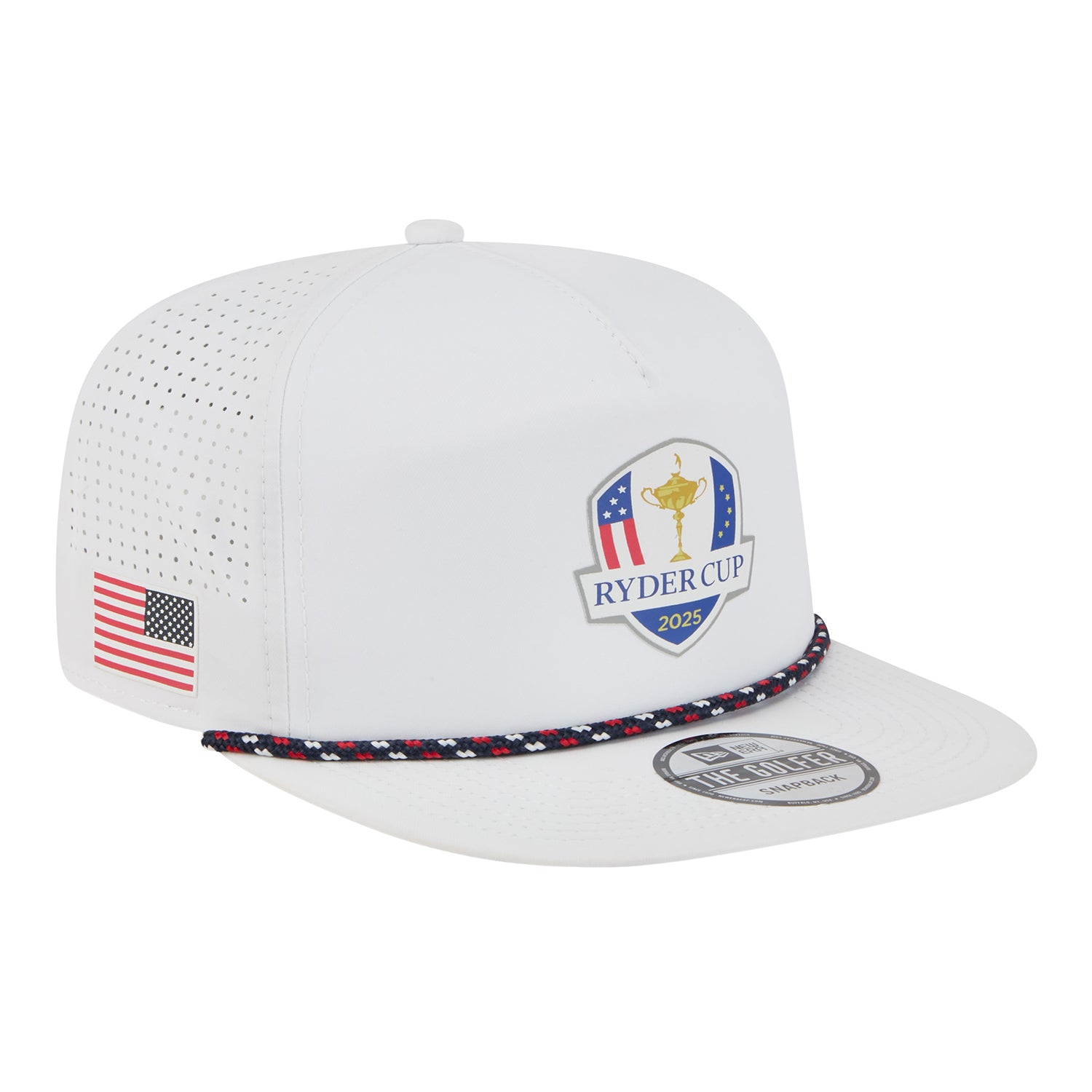 New Era 2025 Ryder Cup Performance Golfer Hat in White - Angled Front Left View