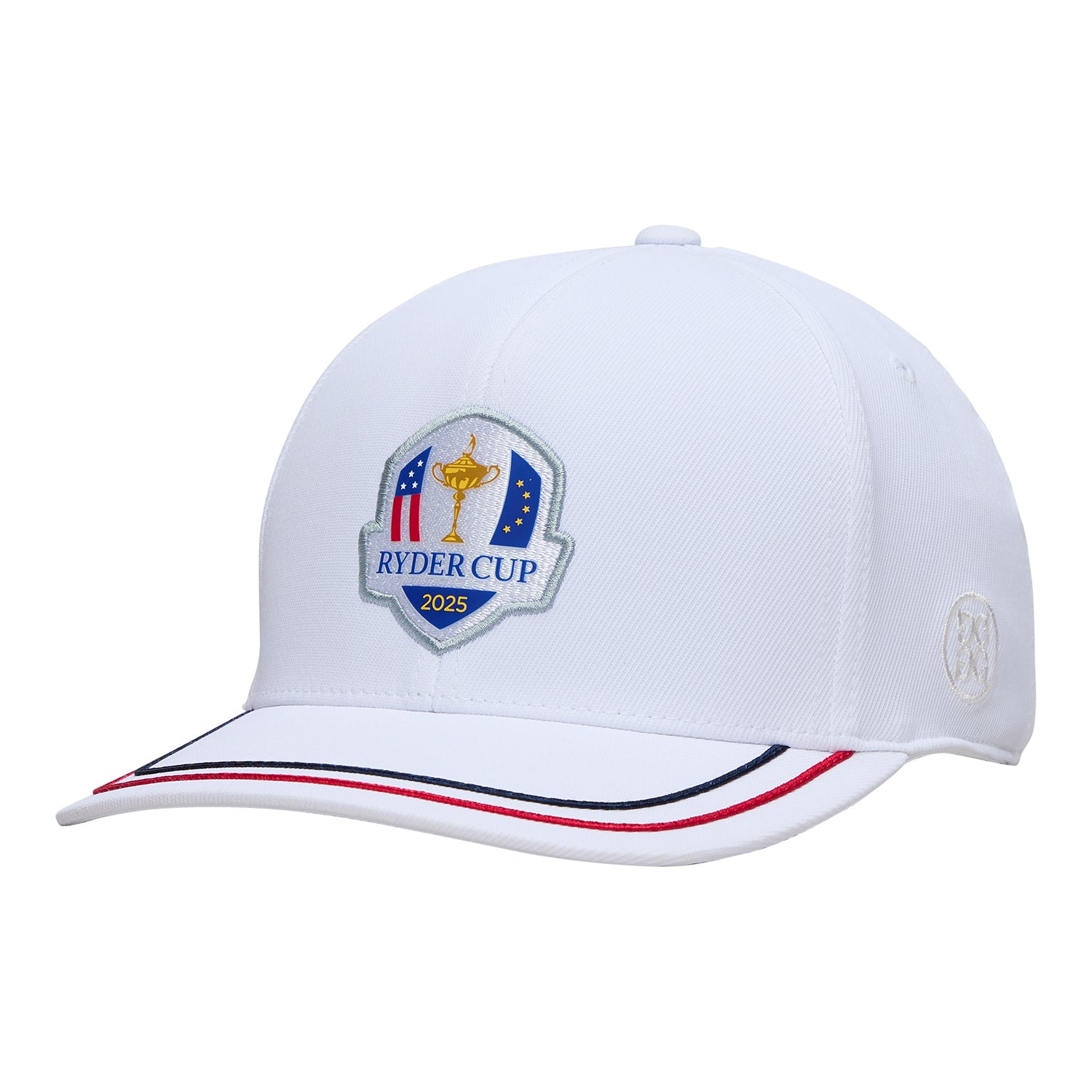 GFORE 2025 Ryder Cup Stretch Twill with Bill Trim Hat in Snow - Angled Front Left View