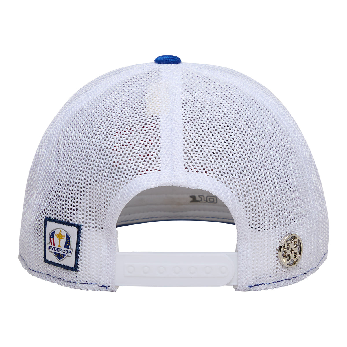 GFORE 2025 Ryder Cup Mid Trucker Stretch Meshback Hat in Racer and Snow - Back View