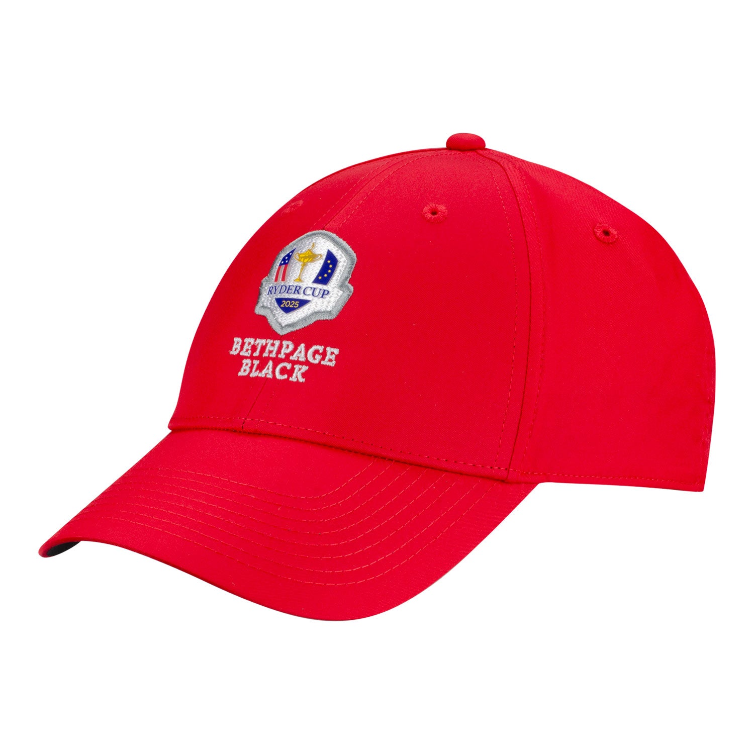 Nike 2025 Ryder Cup Performance Club Hat in Red - Angled Front Left View
