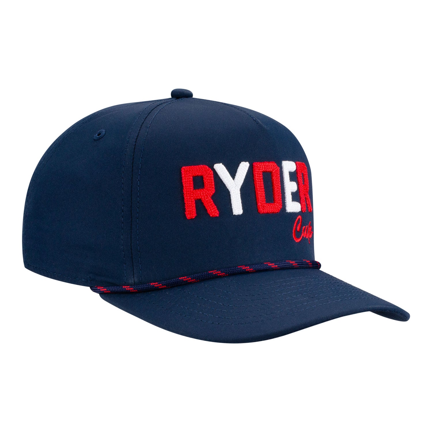 Imperial 2025 Ryder Cup Multicolor Text Rope Hat in Navy - Angled Front Left View