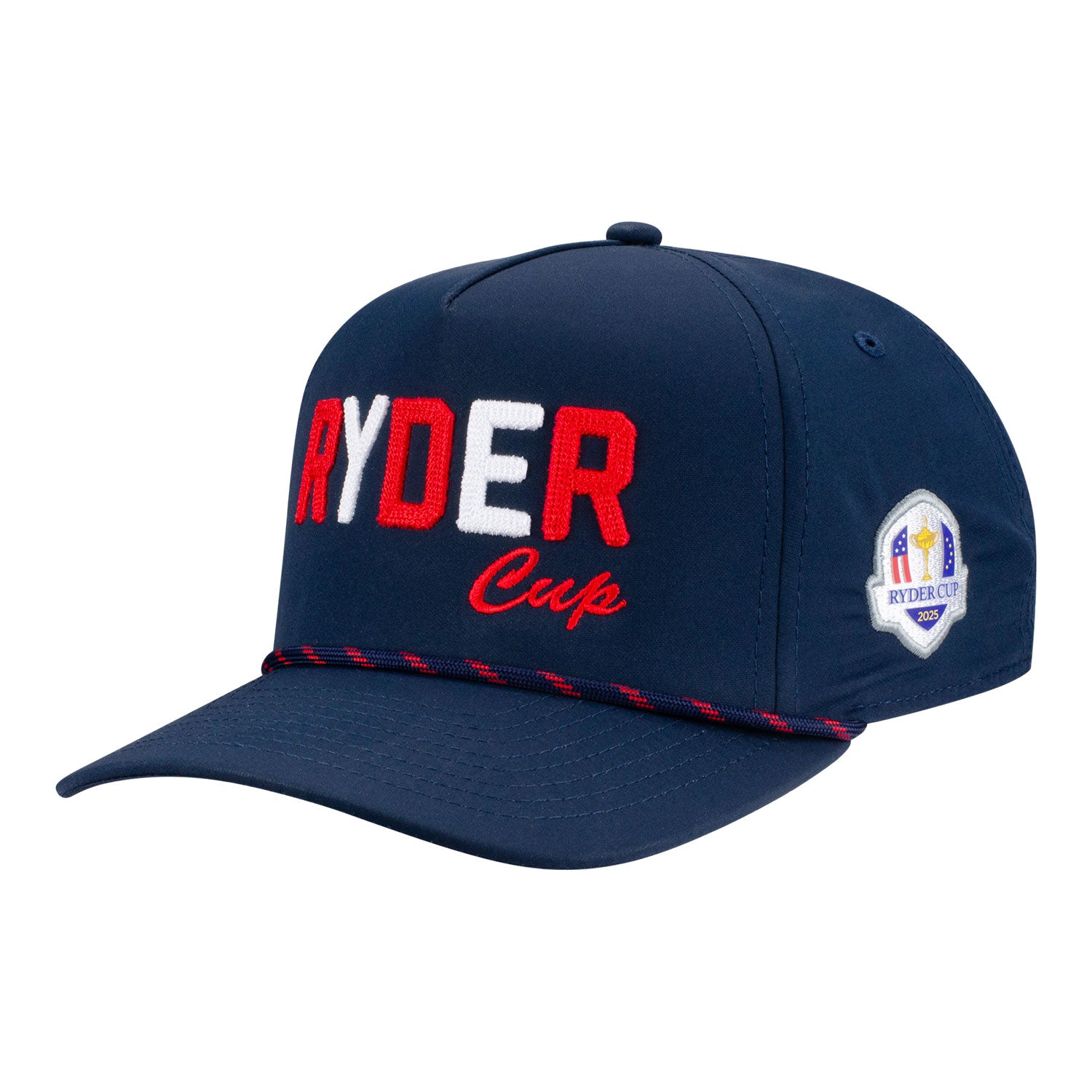 Imperial 2025 Ryder Cup Multicolor Text Rope Hat in Navy - Angled Front Left View