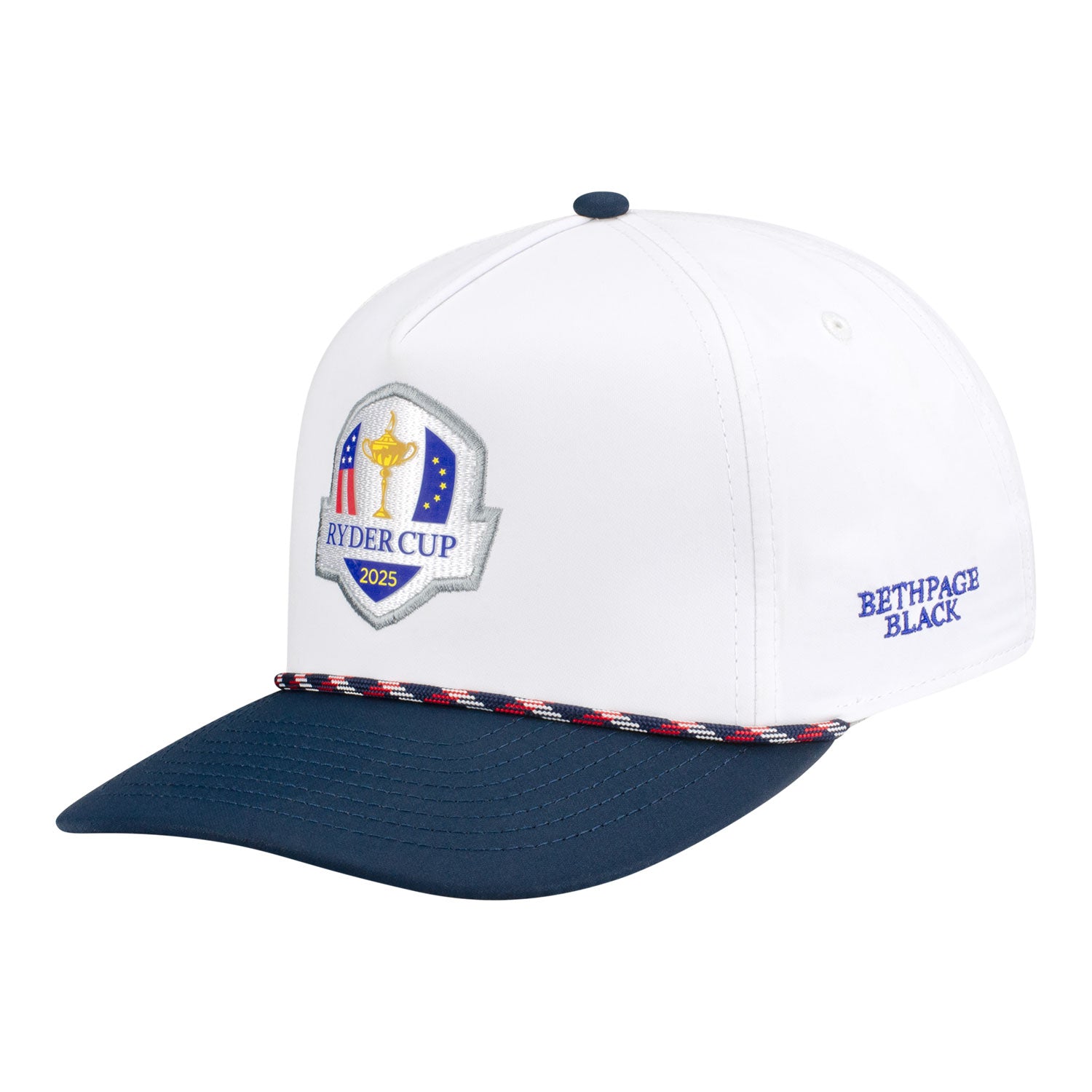 Imperial 2025 Ryder Cup Logo Two Tone Rope Hat in White and Navy - Angled Front Left View