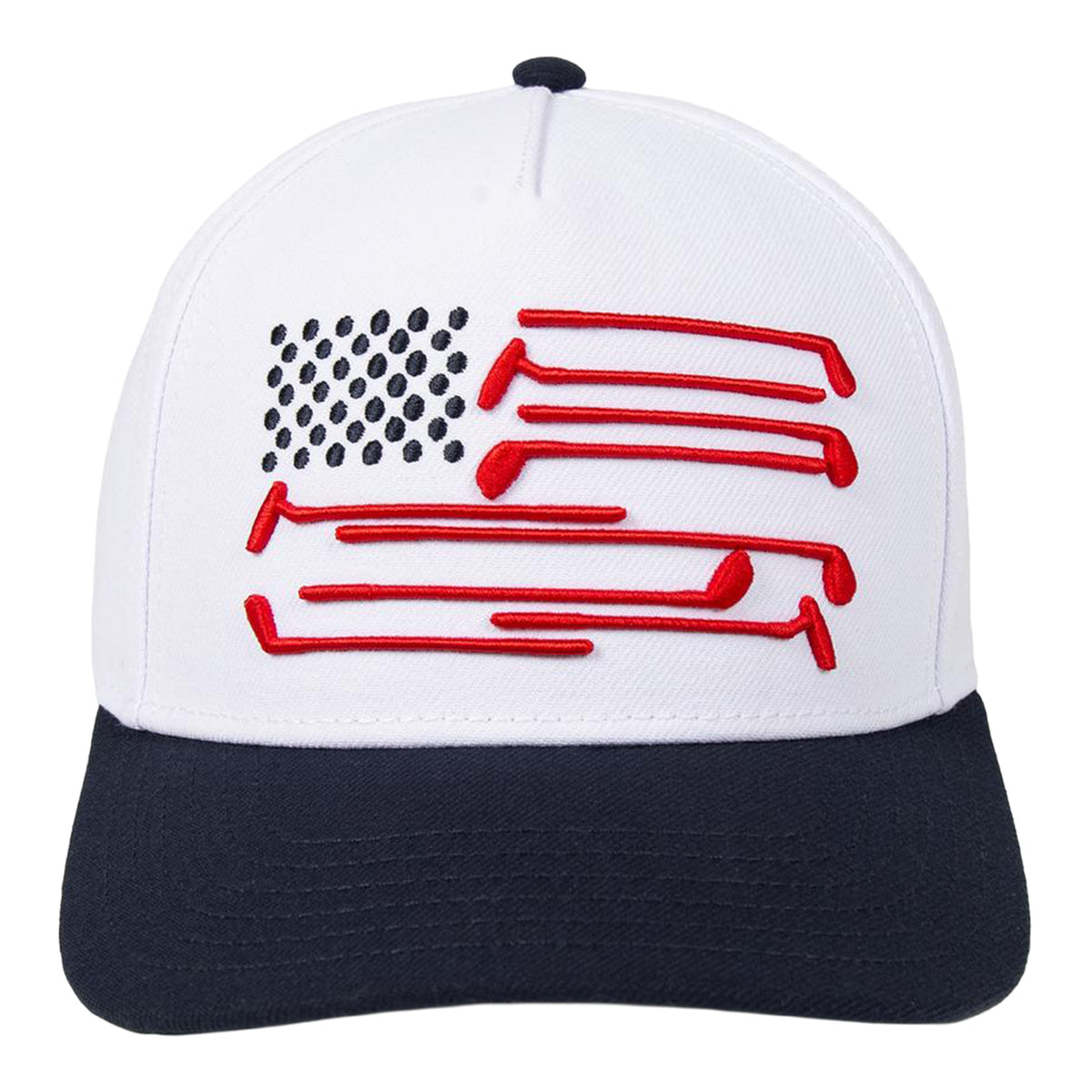Barstool 2025 Ryder Cup American Flag Clubs Hat in White and Navy - Front View