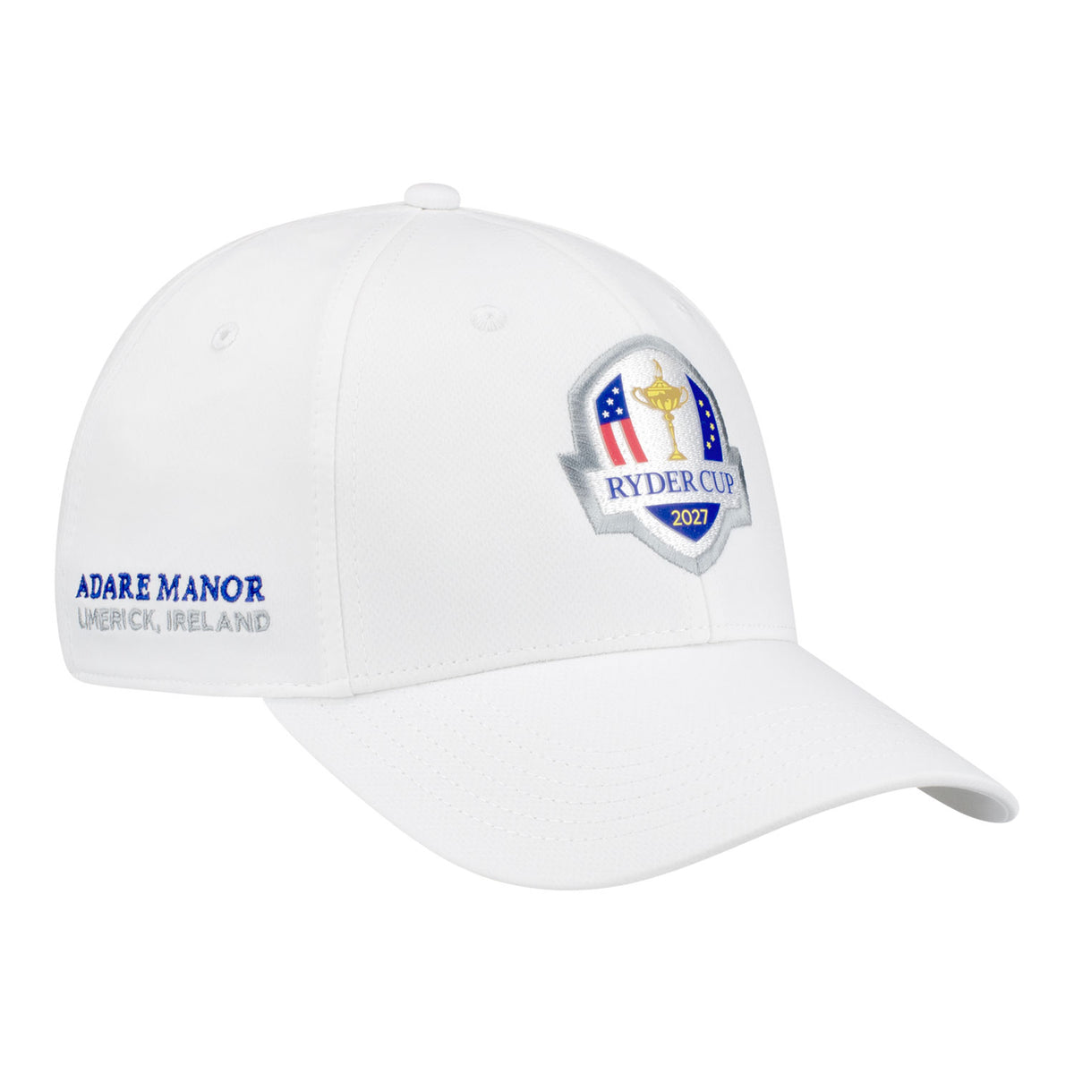 Ahead 2027 Ryder Cup Stratus Performance Hat in White - Angled Front Right View
