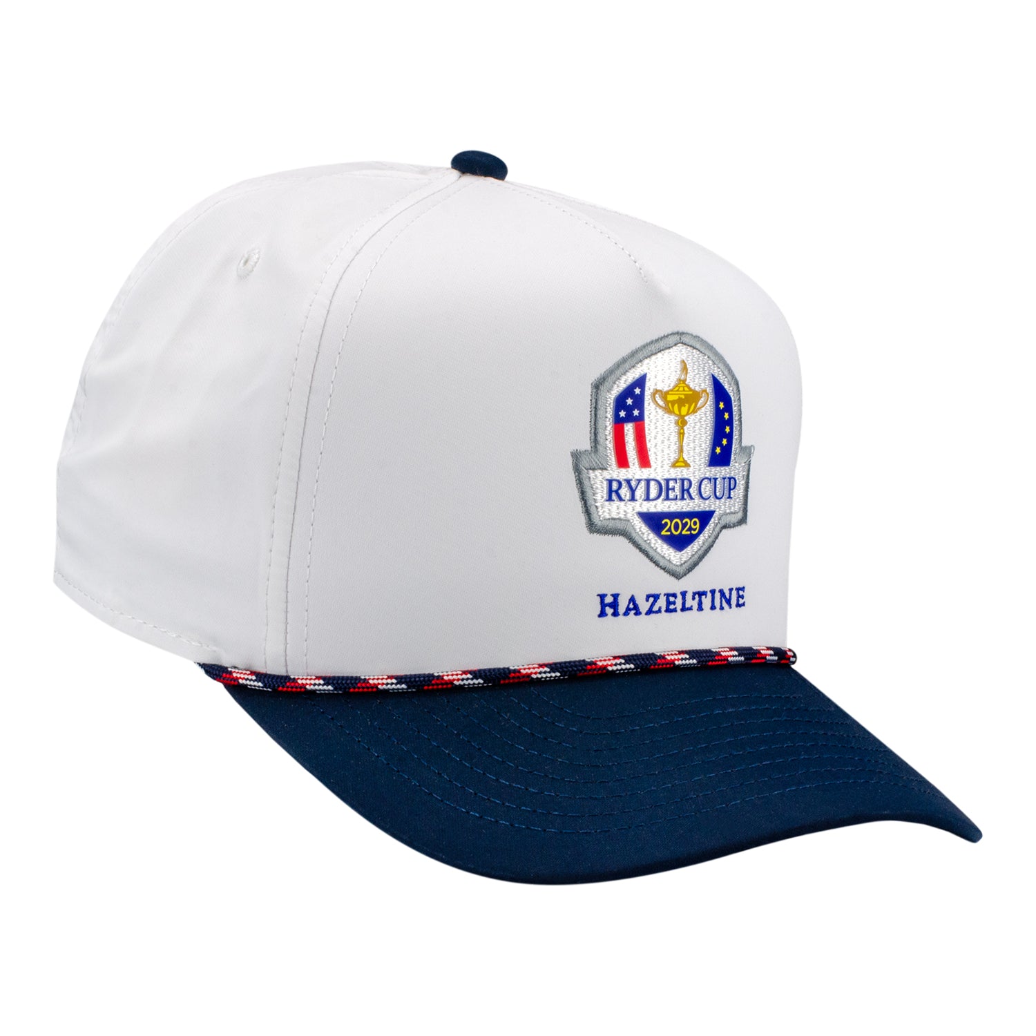 Imperial 2029 Ryder Cup Wrightson Two-Tone Rope Hat in White and Navy - Angled Front Left View