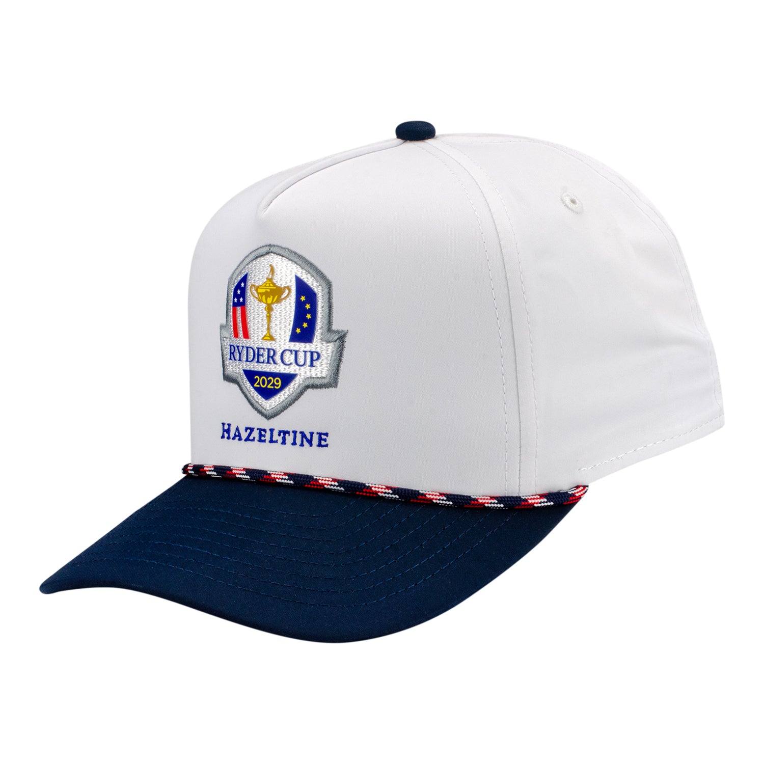 Imperial 2029 Ryder Cup Wrightson Two-Tone Rope Hat in White and Navy - Angled Front Left View